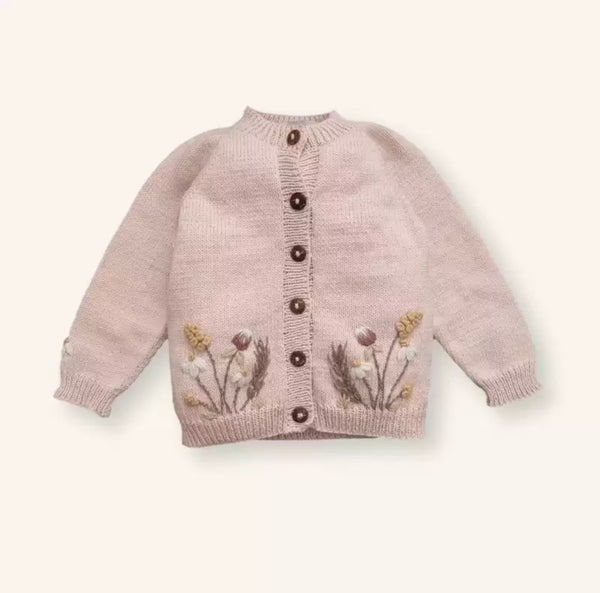 Toddler/Kids Embroidered Floral Cardigan