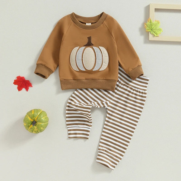 Baby/Toddler Pumpkin Striped Jogger Set