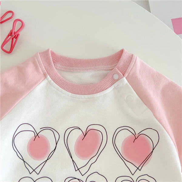 Baby/Toddler Pink Raglan Sleeve Heart Romper
