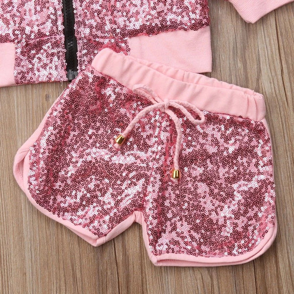 Toddler Sequin Jacket/Shorts Set - Multiple Colors
