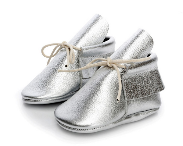 Baby Lace Up Moccasin Boots - Silver