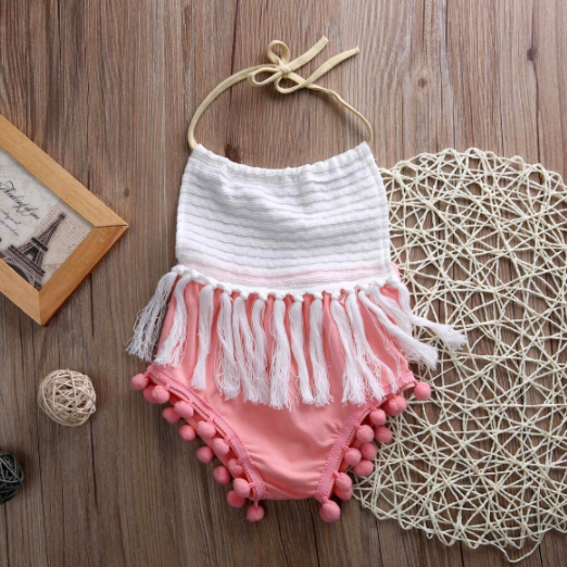 Baby/Toddler Pink and White Tassel