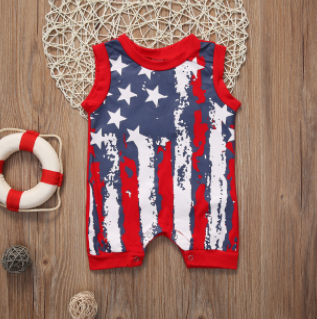 Baby/Toddler Red White and Blue Flag Romper