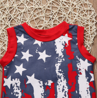 Baby/Toddler Red White and Blue Flag Romper