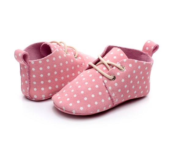 Baby Lace Up Oxford - Pink Polka Dot