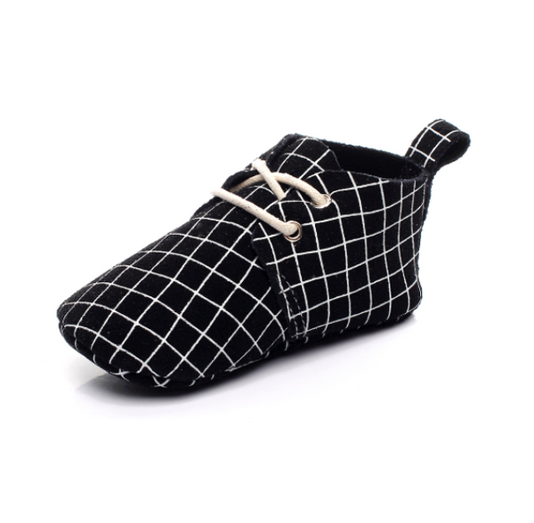 Baby Lace Up Oxford - Black & White Checker