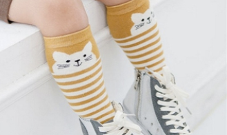 Baby/Toddler Striped Kitty Knee High Socks - Multiple Colors