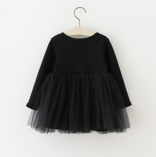 Baby/Toddler Black Tutu Long Sleeve Dress