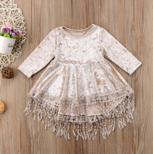 Baby/Toddler Boho Velvet Fringe Dress