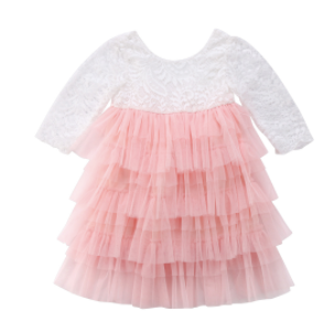 Baby/Toddler Pink Lace Long Sleeve Dress