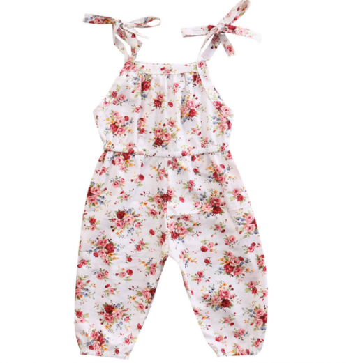 Baby/Toddler White Floral Tie Strap Romper