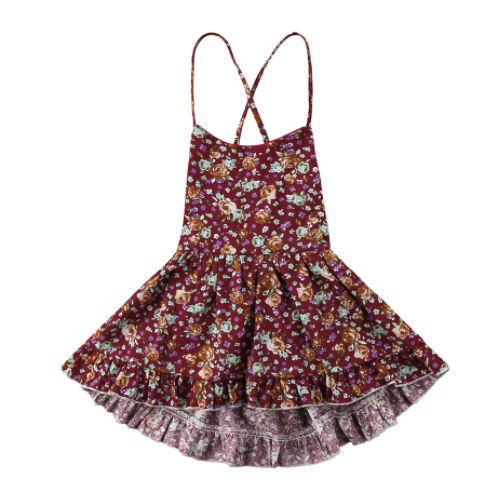 Baby/Toddler Cranberry Floral Tie Back Dress