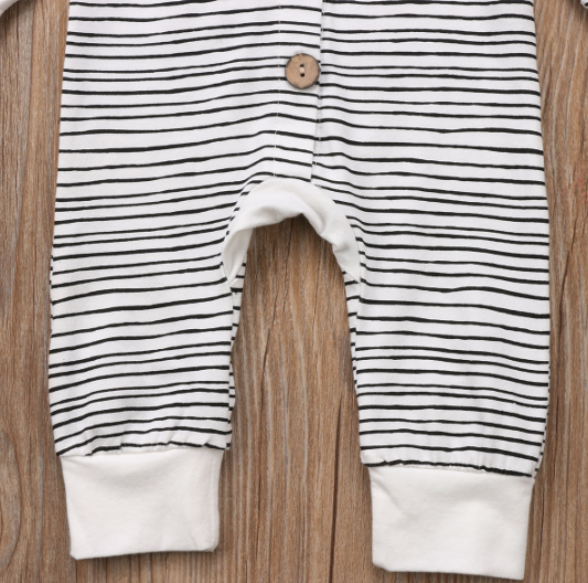 Baby/Toddler Black & White Stripe Hoodie Romper