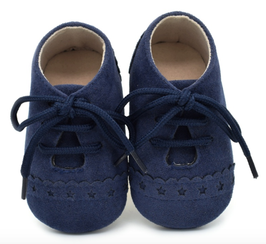 Baby Lace Up Oxford - Navy Star Suede