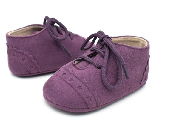 Baby Lace Up Oxford - Eggplant Purple Star Suede
