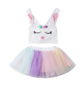 Baby/Toddler Crop Top With Rainbow Tulle Skirt