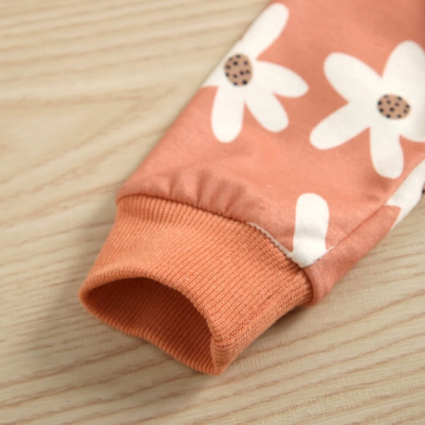Baby/Toddler Soft Orange Floral Pullover and Jogger Set