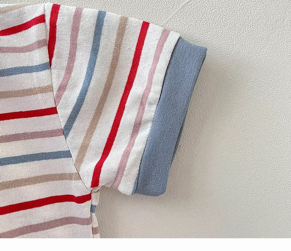Baby/Toddler Blue Trim Striped Romper