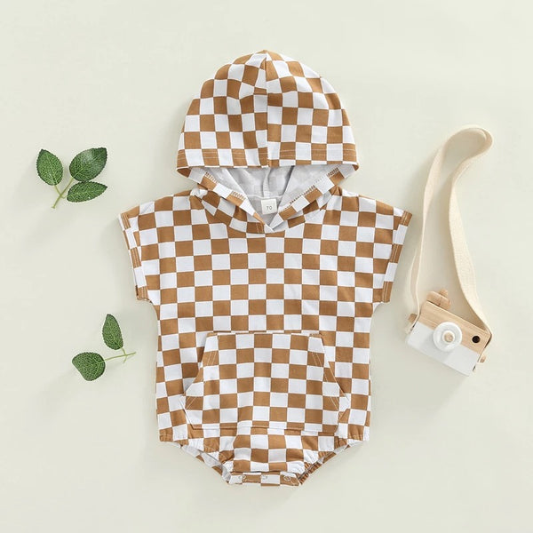 Baby/Toddler Checkered Hoodie Romper