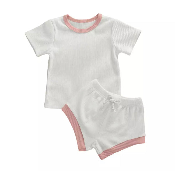 Baby/Toddler Ribbed Set with Trim - Multiple Colors