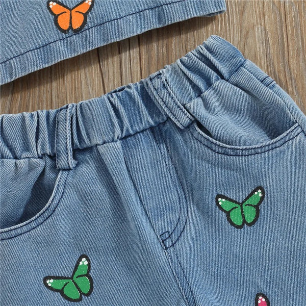 Toddler/Kids Denim and Butterflies Pants Set
