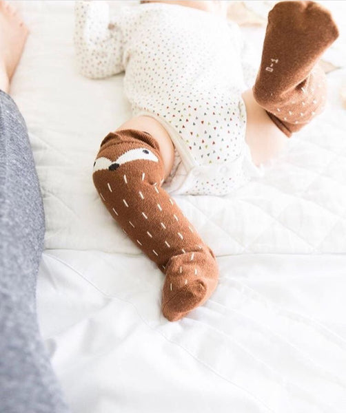 Baby/Toddler Knee High Fox Socks - Brown or Grey