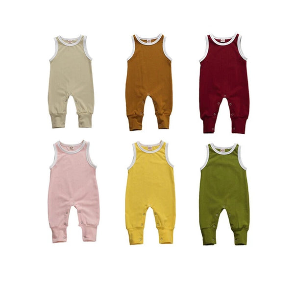 Baby/Toddler Sleeveless White Trim Romper - Multiple Colors