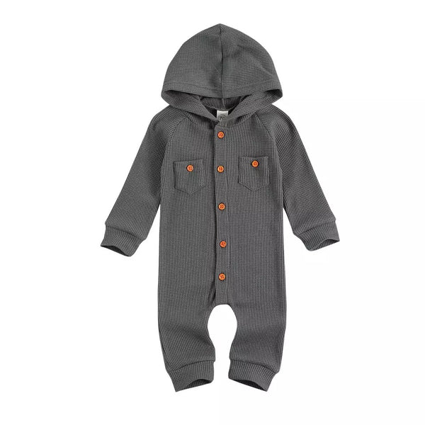 Baby/Toddler Dark Grey Orange Button Up Romper