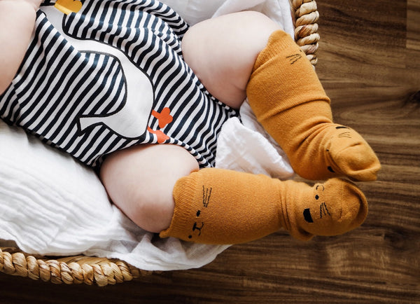 Baby/Toddler Mustard Cat Knee High Socks