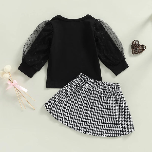 Baby/Toddler Houndstooth Heart Skirt Set