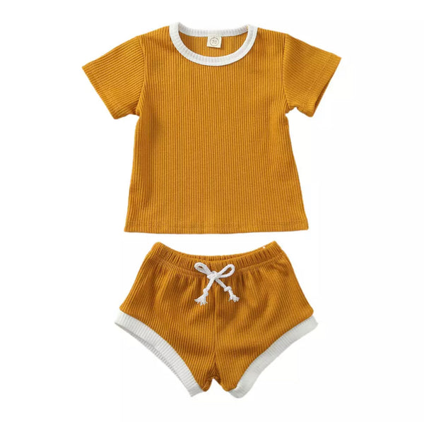 Baby/Toddler Ribbed Set with Trim - Multiple Colors