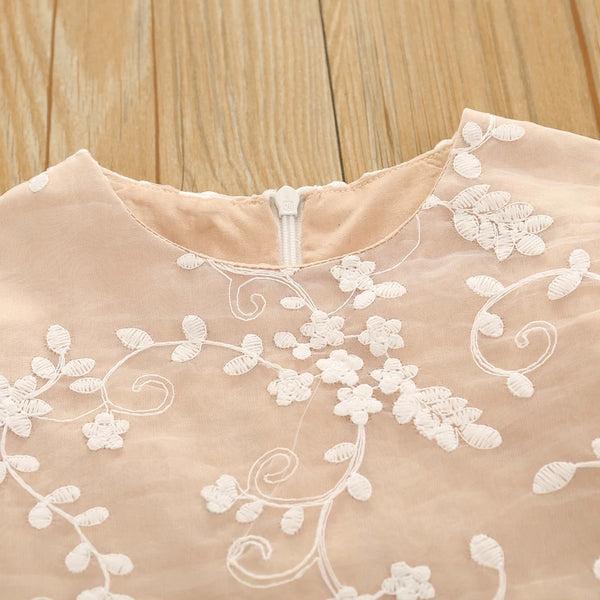 Baby/Toddler Peach with White Lace Romper