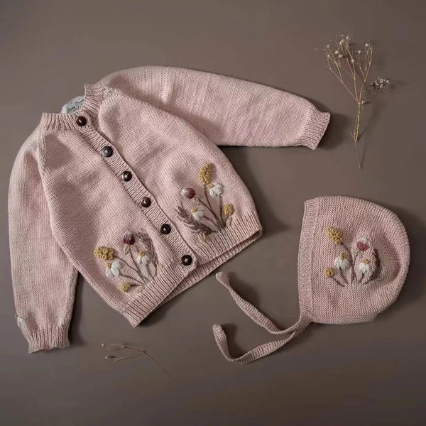 Toddler/Kids Embroidered Floral Cardigan