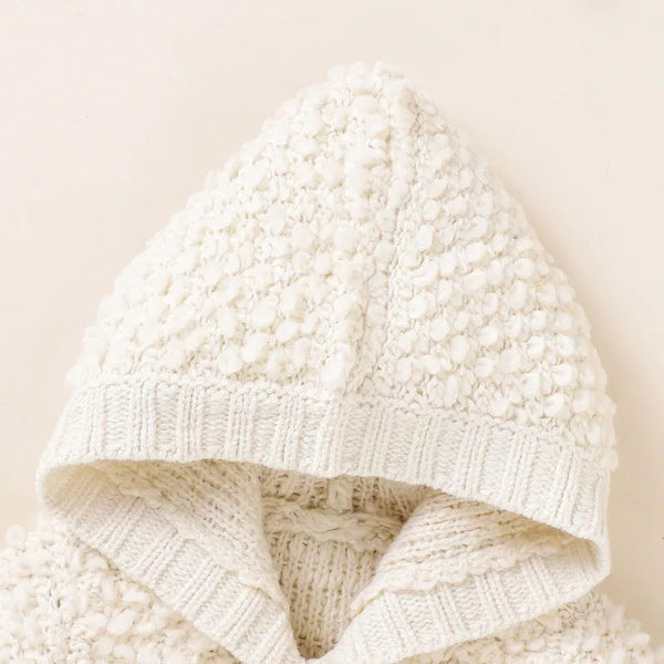 Baby/Toddler White Knit Hooded Cardigan